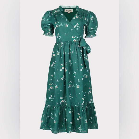 JessaKae Dresses & Skirts - JessaKae Lorelei Dress - Emerald Green Floral Wrap Midi Dress